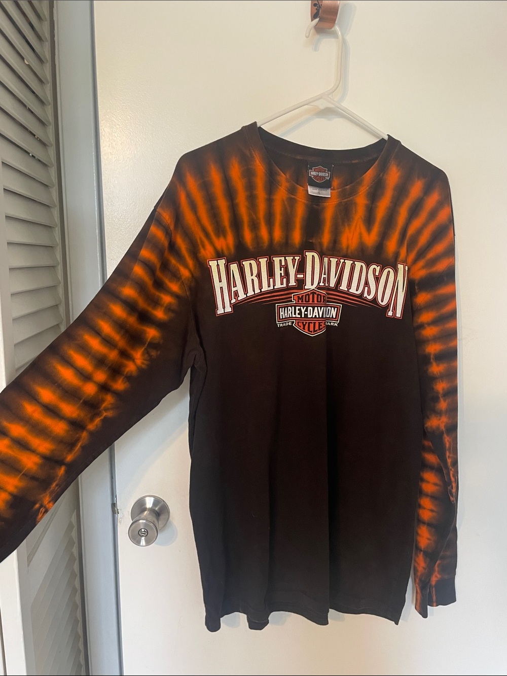 Harley-Davidson Black and Orange Tie-Dye Long Sleeve Tee - Picture 3 of 6